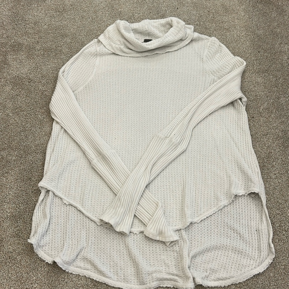 White free people waffle knit top